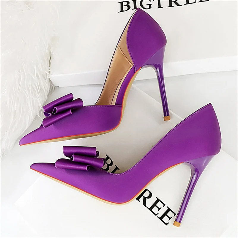 purple high heels